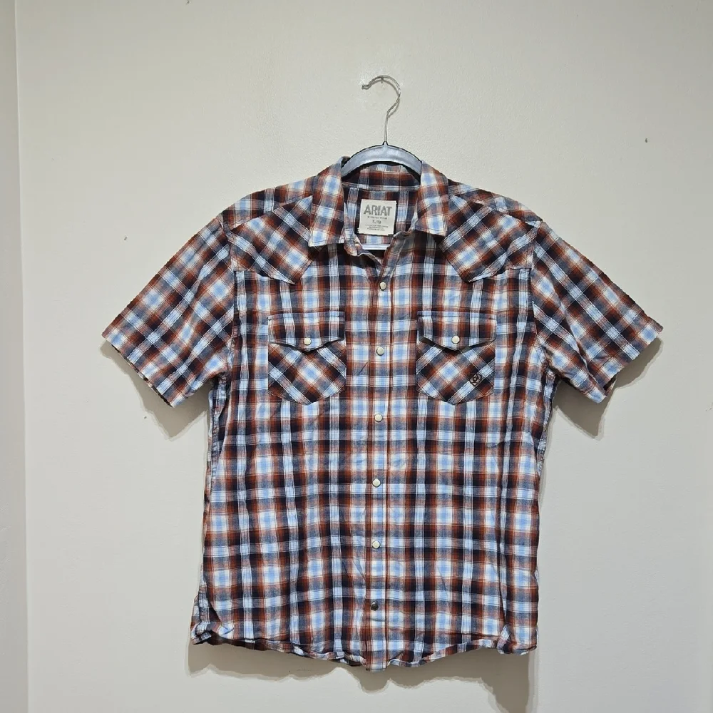 Ariat Retro Fit Men's Casual Plaid Snap Down Short Sleeve Shirt